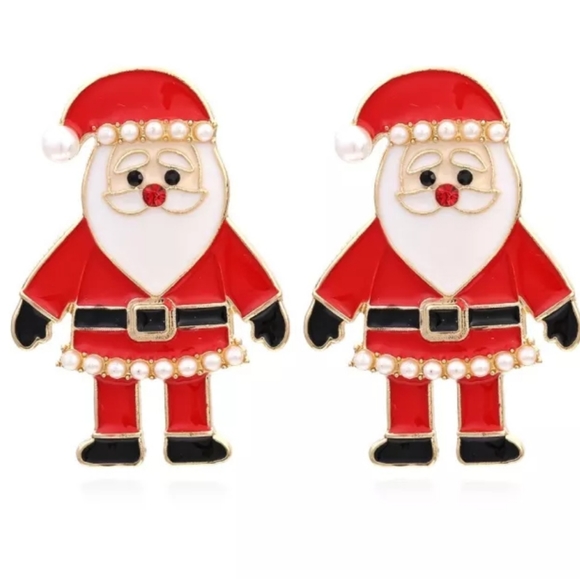 Santa Claus Christmas pierced earrings holiday